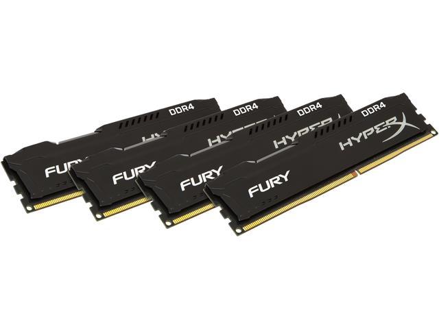 HyperX Fury 64GB (4 x 16GB) DDR4 2666MHz DRAM (Desktop Memory) CL16 1.2V Black DIMM (288-pin) HX426C16FBK4/64 (Intel XMP, AMD Ryzen)
