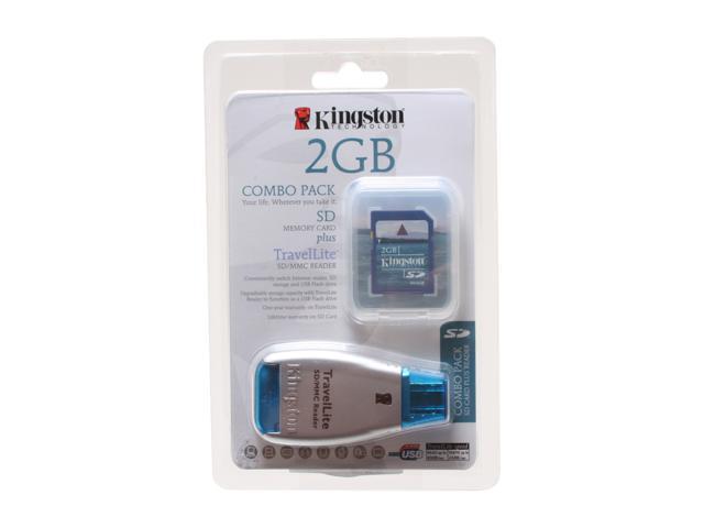 Kingston 2GB Secure Digital (SD) Flash Card w/TravelLite Reader Model FCR-TL+SD/2GB