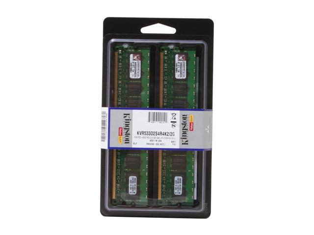Kingston 2GB (2 x 1GB) ECC Registered DDR2 533 (PC2 4200) Dual Channel Kit Server Memory Model KVR533D2S4R4K2/2G