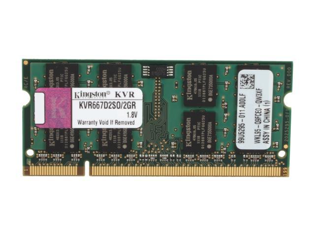 Kingston 4GB (2 x 2GB) 200-Pin DDR2 SO-DIMM DDR2 667 (PC2 5300) Laptop Memory Model KVR667D2SO/2GR