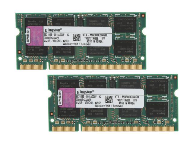 Kingston 4GB (2 x 2GB) DDR2 800 (PC2 6400) Dual Channel Kit Memory For Apple Model KTA-MB800K2/4GR