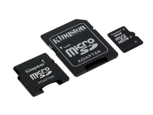 Kingston 8GB microSDHC Flash Card w/2 Adapters Model SDC4/8GB-2ADP ...