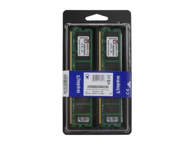 Kingston 8GB (2 x 4GB) DDR2 800 (PC2 6400) Dual Channel Kit Desktop Memory Model KVR800D2N6K2/8G