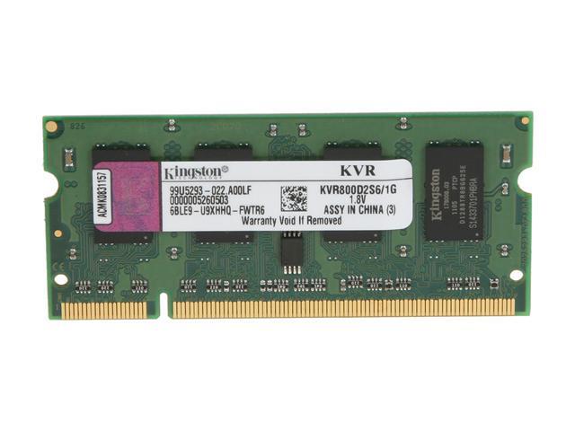 Kingston 1GB 200-Pin DDR2 SO-DIMM DDR2 800 (PC2 6400) Laptop Memory Model KVR800D2S6/1G