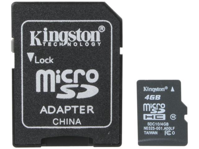 Kingston 4GB microSDHC Flash Card Model SDC10/4GB