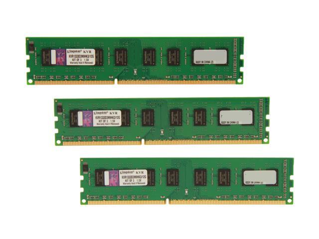 Kingston 12GB (3 x 4GB) DDR3 1333 Desktop Memory Model KVR1333D3N9HK3/12G