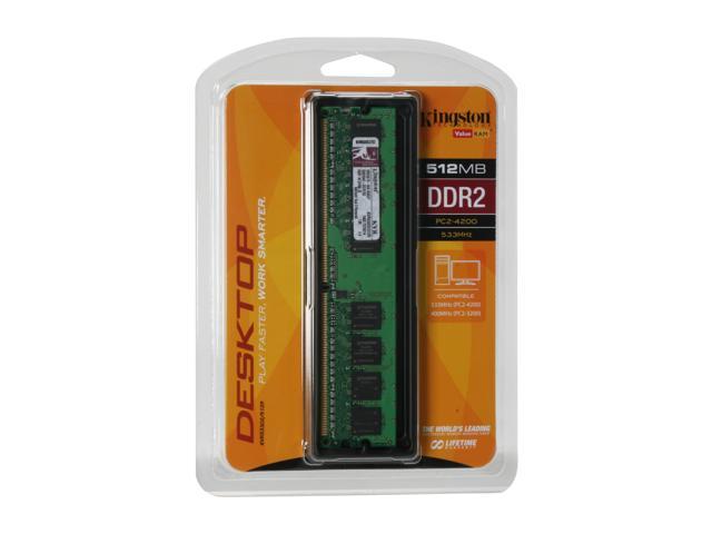 Kingston ValueRAM 512MB 240-Pin DDR2 SDRAM DDR2 533 (PC2 4200) Desktop Memory Model KVR533D2/512R
