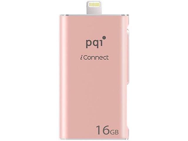 PQI iConnect [Apple MFi] 16GB Mobile Flash Drive w/ Lightning Connector for iPhones / iPads / iPod / Mac & PC USB 3.0 (Rose Gold) Model 6I01-016GR4001