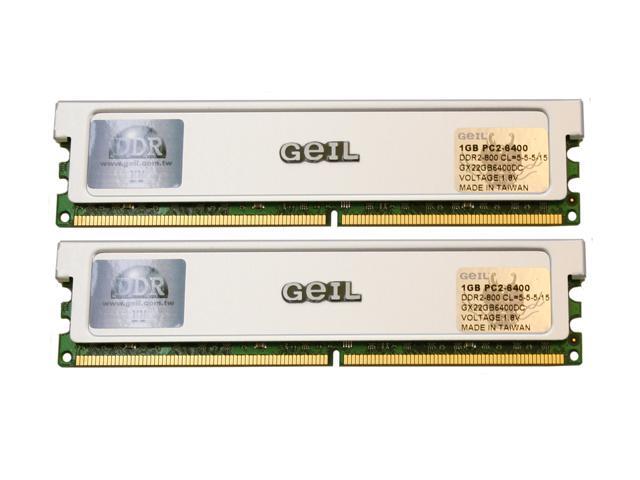 GeIL 2GB (2 x 1GB) DDR2 800 (PC2 6400) Dual Channel Kit Desktop Memory ...