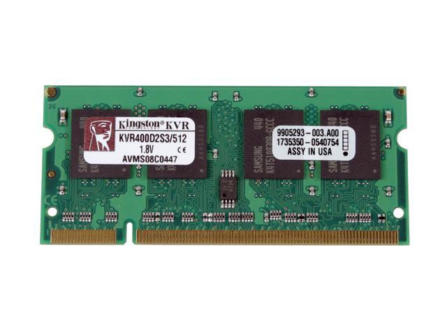 Kingston ValueRAM 512MB 200-Pin DDR2 SO-DIMM DDR2 400 (PC2 3200) Laptop Memory Model KVR400D2S3/512