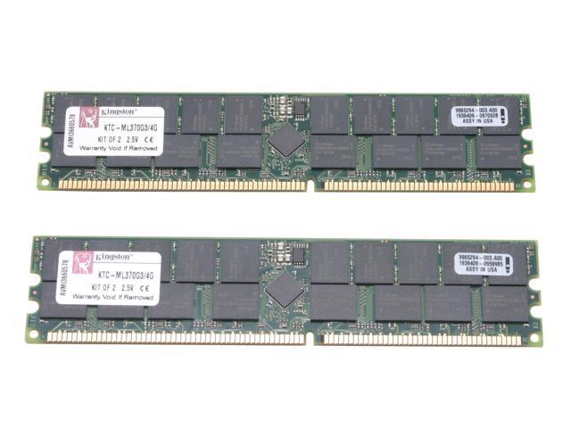 Kingston 4GB (2 x 2GB) 184-Pin DDR SDRAM ECC Registered DDR 266 (PC 2100) Dual Chanel Kit System Specific Memory For HP/Compaq Model KTC-ML370G3/4G