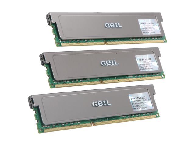 GeIL 6GB (3 x 2GB) DDR3 1066 (PC3 8500) Triple Channel Kit Desktop Memory Model GV36GB1066C7TC