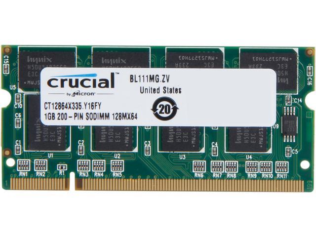 Crucial 1GB 200-Pin DDR SO-DIMM DDR 333 (PC 2700) Laptop Memory Model CT12864X335