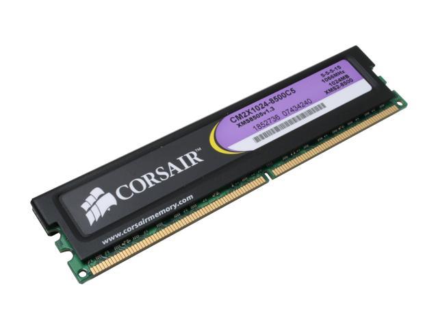 CORSAIR XMS2 1GB DDR2 1066 (PC2 8500) Desktop Memory Model CM2X1024-8500C5