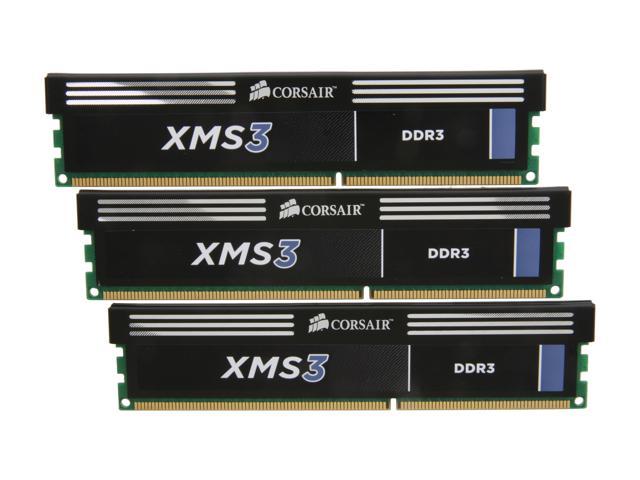 CORSAIR XMS3 6GB (3 x 2GB) DDR3 1600 (PC3 12800) Desktop Memory Model CMX6GX3M3A1600C9