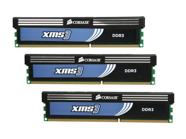 CORSAIR XMS 6GB (3 x 2GB) DDR3 1333 Ultra Stable Desktop Memory Model CMX6GX3M3A1333C8