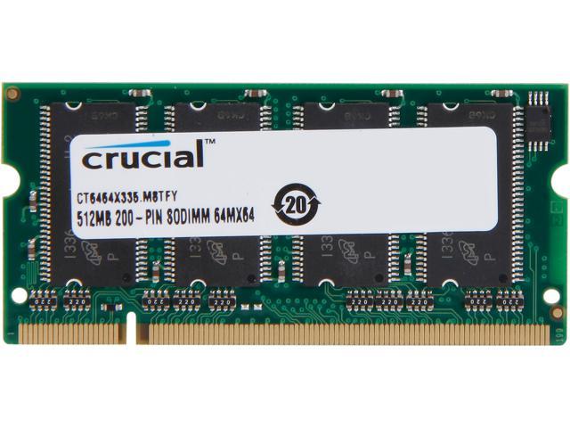Crucial 512MB 200-Pin DDR SO-DIMM DDR 333 (PC 2700) Laptop Memory Model CT6464X335 - OEM