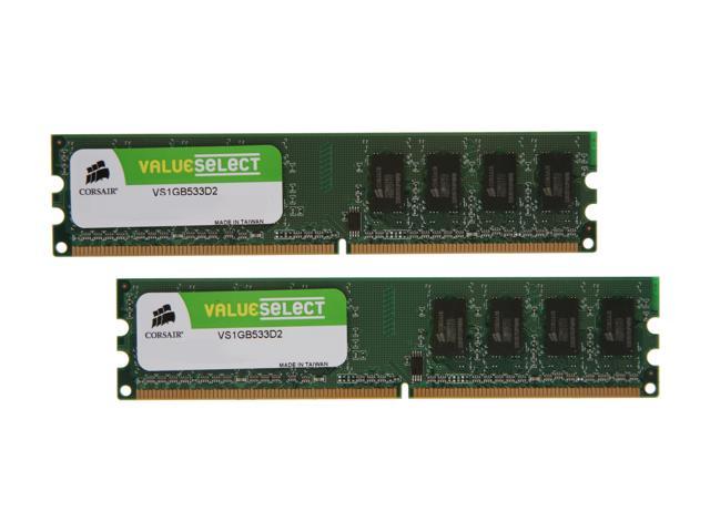 CORSAIR 2GB (2 x 1GB) DDR2 533 (PC2 4200) Dual Channel Kit Desktop Memory Model VS2GBKIT533D2