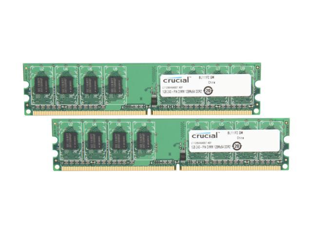 Crucial 2GB (2 x 1GB) DDR2 667 (PC2 5300) Dual Channel Kit Desktop Memory Model CT2KIT12864AA667