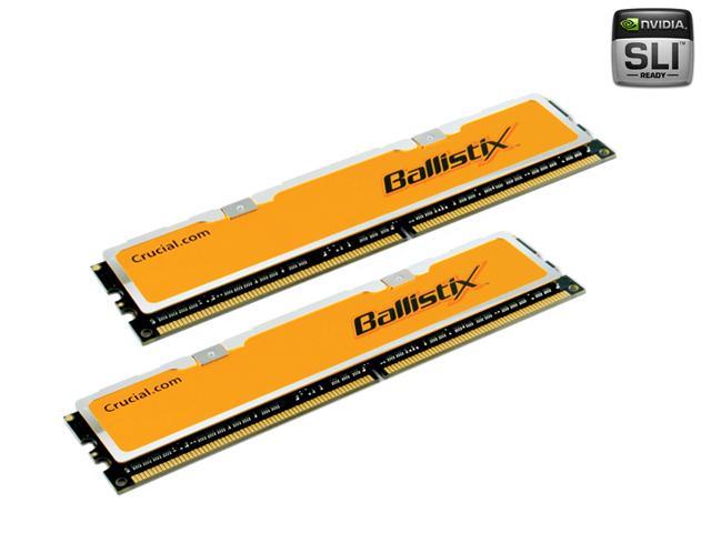 Crucial Ballistix 1GB (2 x 512MB) DDR2 800 (PC2 6400) Dual Channel Kit Desktop Memory Model BL2KIT6464AA804