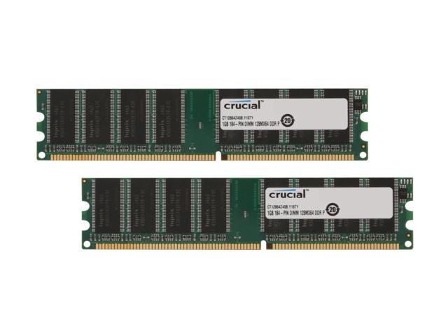 Crucial 2GB (2 x 1GB) DDR 400 (PC 3200) Dual Channel Kit Desktop Memory Model CT2KIT12864Z40B