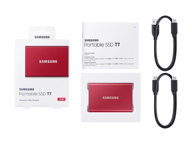 SAMSUNG T7 Portable SSD 2TB - Up to 1050MB/s - USB 3.2 External Solid State  Drive, Red (MU-PC2T0R/AM)