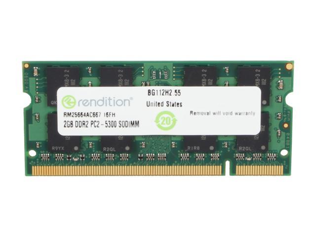 Rendition by Crucial 2GB 200-Pin DDR2 SO-DIMM DDR2 667 (PC2 5300) Laptop Memory Model RM25664AC667