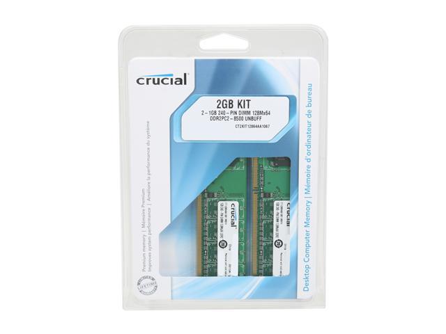 Crucial 2GB (2 x 1GB) DDR2 1066 (PC2 8500) Dual Channel Kit