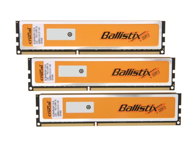 Crucial Ballistix 6GB (3 x 2GB) DDR3 1600 (PC3 12800) Desktop Memory Model BL3KIT25664BN1608 - OEM
