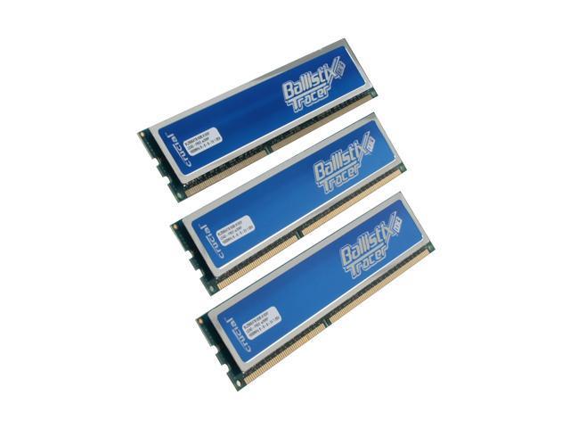 Crucial Ballistix Tracer 6GB (3 x 2GB) DDR3 1333 (PC3 10600) Desktop Memory w/ Blue LEDs Model BL3KIT25664TB1337