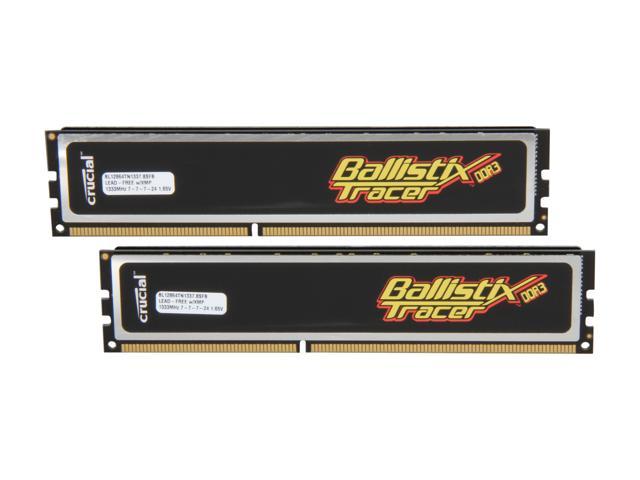 Crucial Ballistix Tracer 2GB (2 x 1GB) DDR3 1333 (PC3 10600) Desktop Memory w/ Red & Green LEDs Model BL2KIT12864TN1337