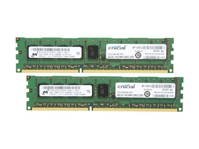 Crucial 8GB (2 x 4GB) 240-Pin DDR3 SDRAM ECC Unbuffered DDR3 1333 (PC3 10600) Server Memory Model CT2KIT51272BA1339
