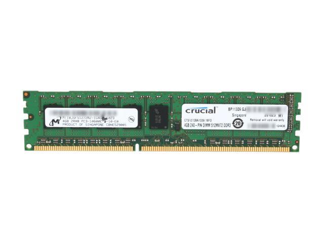 Crucial 4GB ECC Unbuffered DDR3 1333 (PC3 10600) Server Memory Model CT51272BA1339
