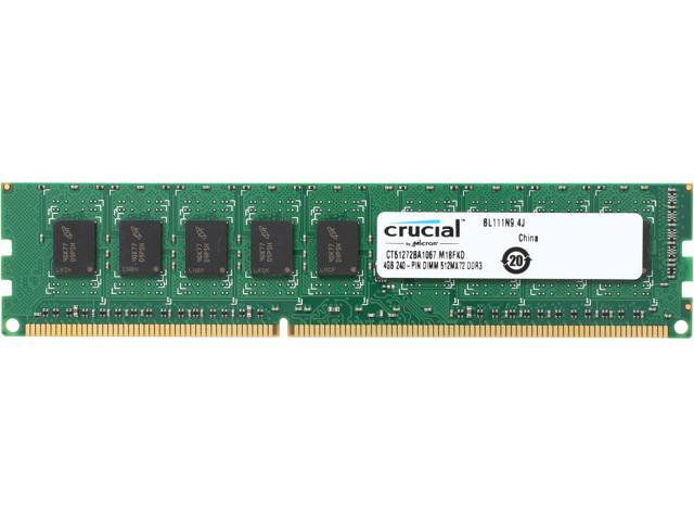 Crucial 4GB 240-Pin DDR3 SDRAM ECC Unbuffered DDR3 1066 (PC3 8500) Desktop  Memory Model CT51272BA1067