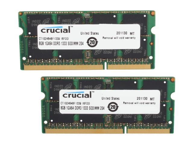Crucial 16GB (2 x 8GB) 204-Pin DDR3 SO-DIMM DDR3L 1333 (PC3L 10600) Laptop Memory Model CT2KIT102464BF1339