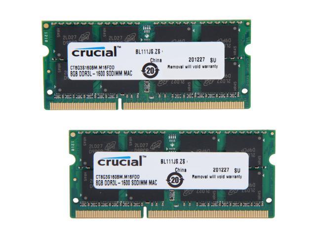 8 GB x 2, DDR3, 1866 MT/s, PC3-14900, Unbuffered, ECC, DIMM, 240-Pin Kit de memoria para Mac de 16 GB Crucial CT2K8G3W186DM 
