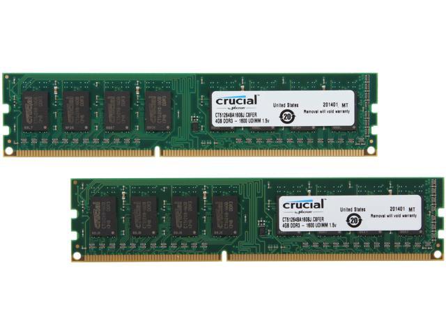 Crucial 8GB (2 x 4GB) DDR3 1600 (PC3 12800) Desktop Memory Model CT2KIT51264BA160BJ