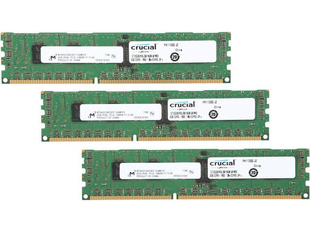 Crucial 6GB (3 x 2GB) ECC Registered DDR3 1600 (PC3 12800) Server Memory Model CT3K2G3ERSLS8160B