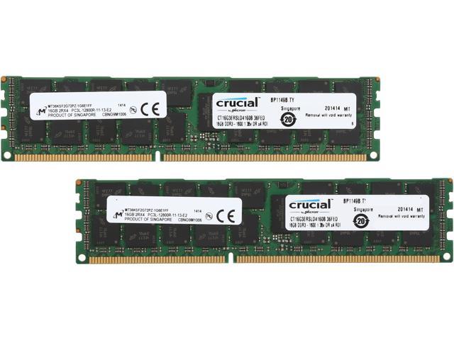Crucial 32GB (2 x 16GB) ECC Registered DDR3 1600 (PC3 12800) Server Memory Model CT2K16G3ERSLD4160B