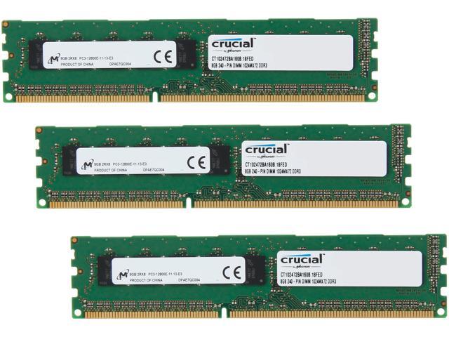Crucial 24GB (3 x 8GB) ECC Unbuffered DDR3 1600 (PC3 12800) Server Memory Model CT3KIT102472BA160B
