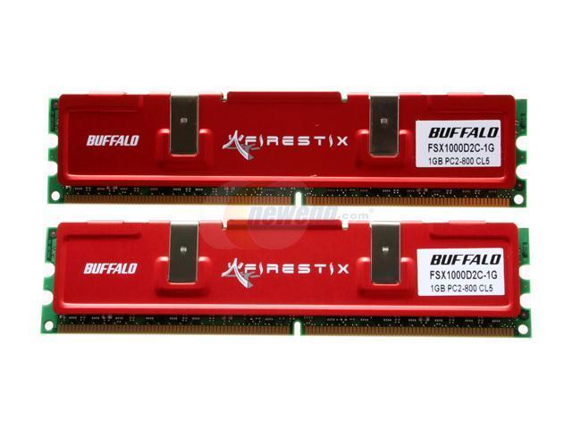 BUFFALO Firestix 2GB (2 x 1GB) DDR2 1000 (PC2 8000) Dual Channel Kit Desktop Memory Model FSX1000D2C-K2G