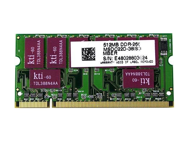 KINGMAX 512MB 200-Pin DDR SO-DIMM DDR 266 (PC 2100) Laptop Memory Model MSDC22F - OEM