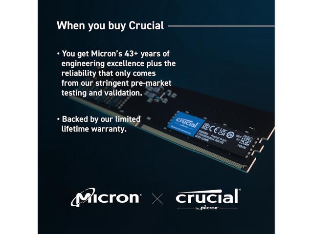 Crucial 64GB (2 x 32GB) 288-Pin PC RAM DDR5 4800 (PC5 38400) Desktop Memory  Model CT2K32G48C40U5