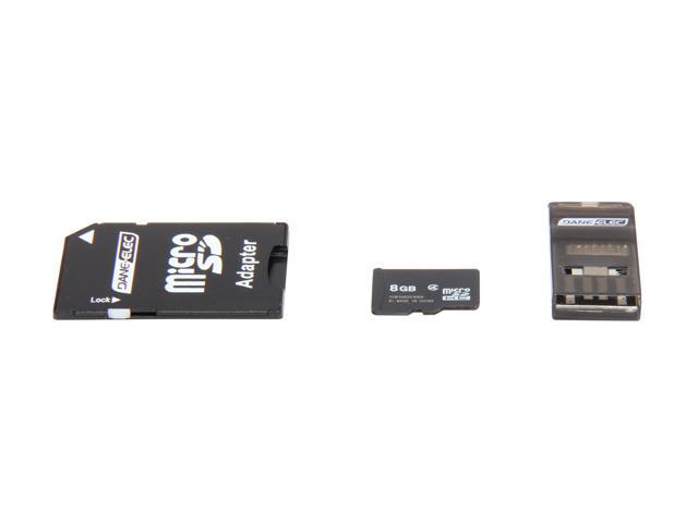 DANE-ELEC 8GB microSDHC Flash Card Universal Connectivity Kit with SD & USB  Adapter Model DA-3IN1-08G-R