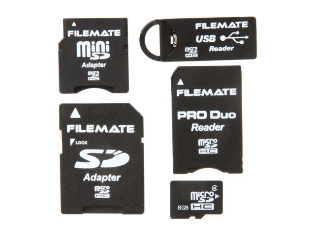 Wintec FileMate 8GB microSDHC Card-It-All Adapter Kit Model 3FMUSDCK8GB-R