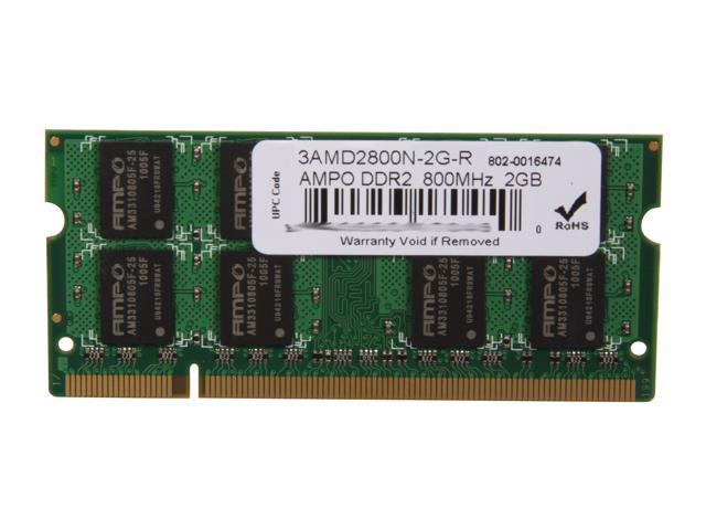 Wintec AMPO 2GB 200-Pin DDR2 SO-DIMM DDR2 800 (PC2 6400) Laptop Memory Model 3AMD2800N-2G-R