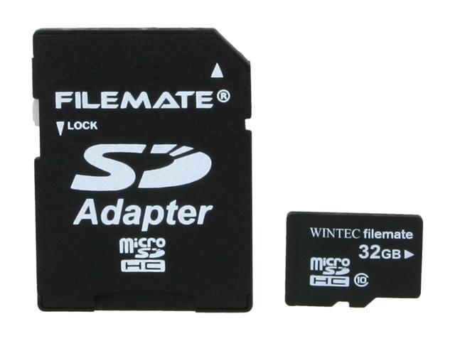 Wintec FileMate Mobile Professional 32GB microSDHC Flash Memory Card with SDHC Adapter Model 3FMUSD32GBC10-R