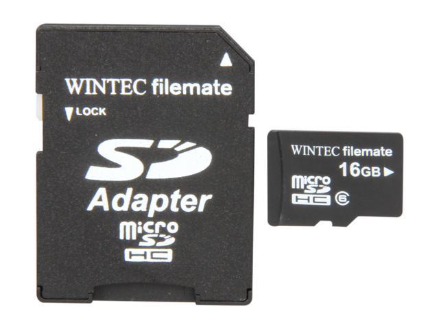 Wintec FileMate Mobile Media 16GB microSDHC Flash Card with SD Adapter Model 3FMUSD16GBC6-R