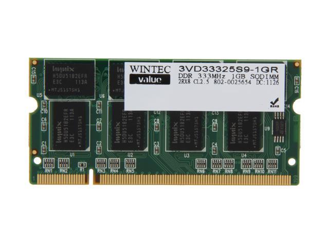 Wintec Value 1GB 200-Pin DDR SO-DIMM DDR 333 (PC 2700) Laptop Memory Model 3VD33325S9-1GR