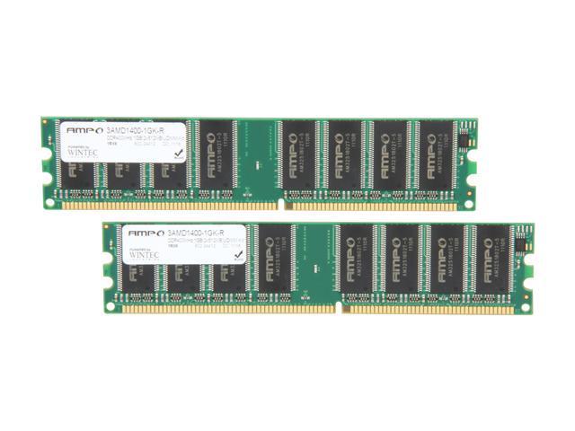 Wintec AMPO 1GB (2 x 512MB) DDR 400 (PC 3200) Dual Channel Kit Desktop Memory Model 3AMD1400-1GK-R